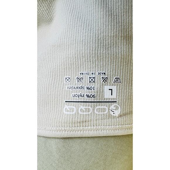 Neutral ribbed snap front long sleeve bodysuit L stretch Y2K basic core - Picture 4 of 4